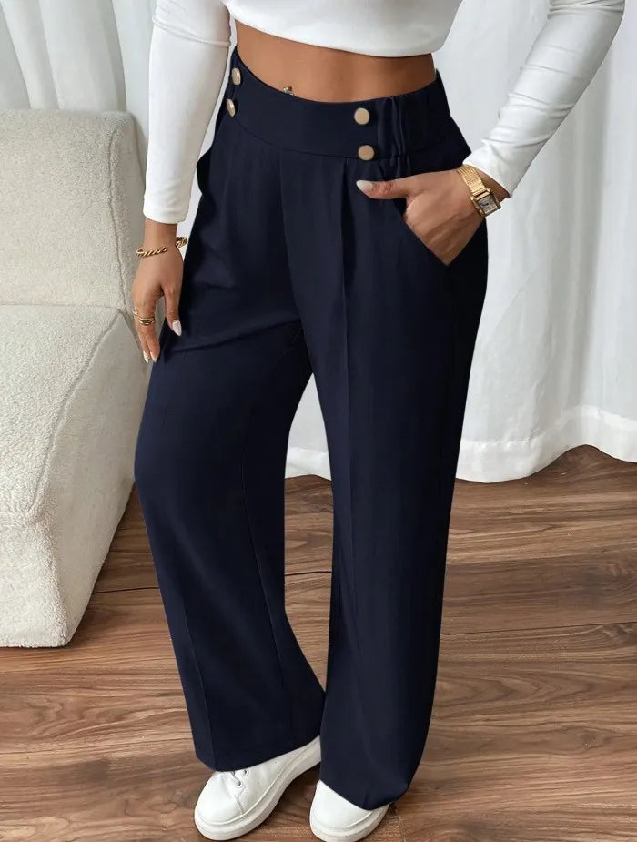 Ashlena - Pantalón de pernera ancha de tiro alto y tacto suave