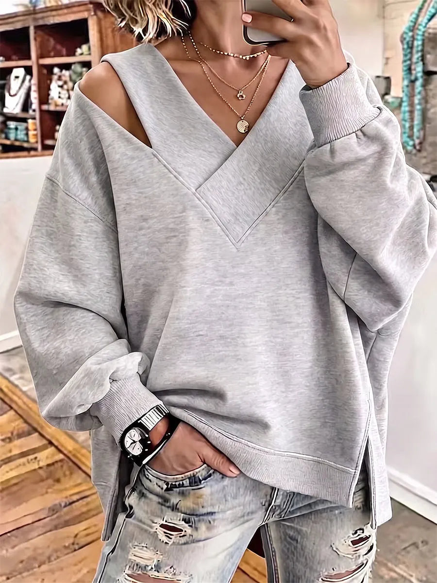 Aurelia - Sudadera de cuello en pico y tacto suave