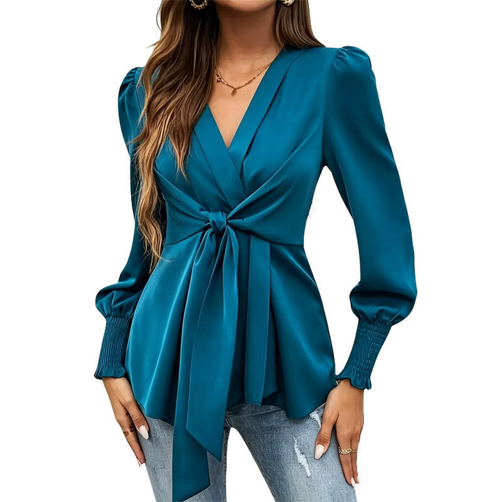 Apolline - Blusa de satén elegante con diseño envolvente