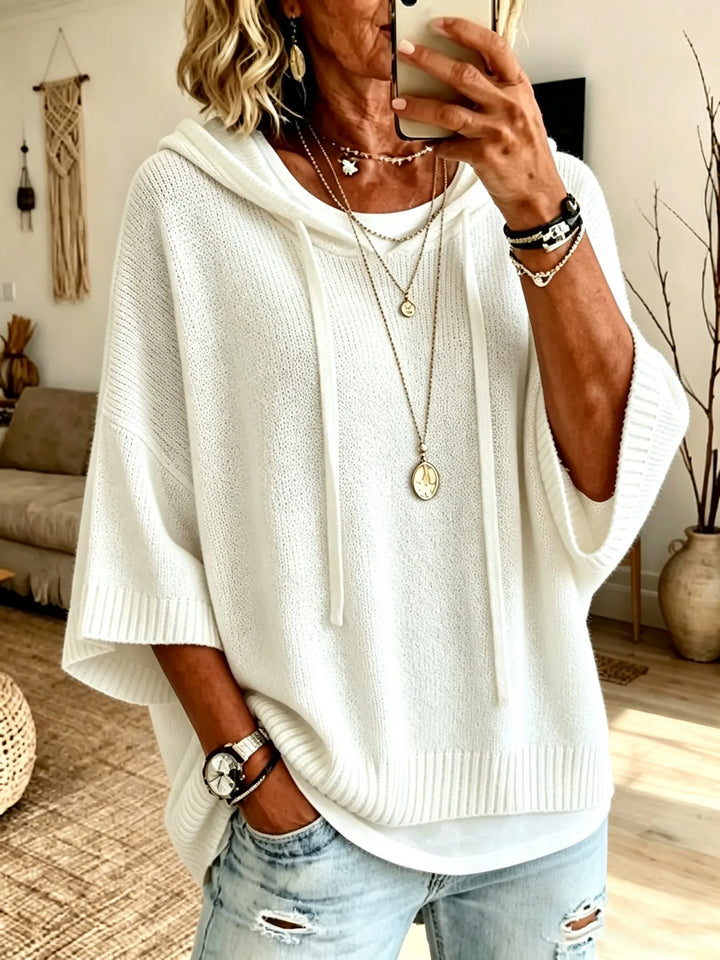 Celandria - Sudadera con capucha de manga corta, suave al tacto y de corte oversize