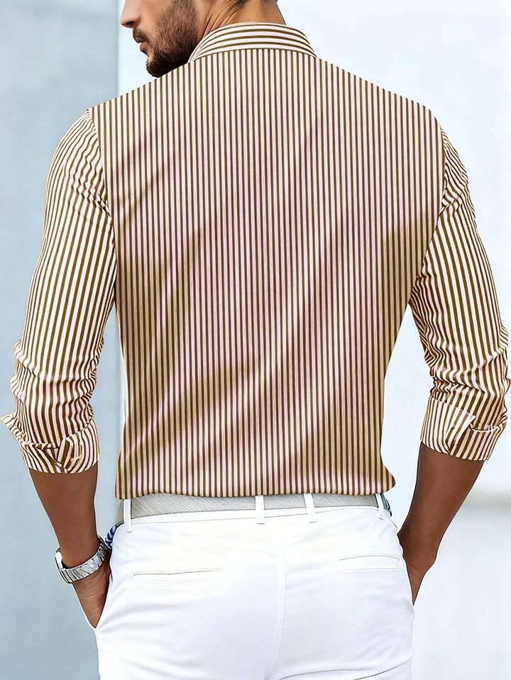 Bexhill - Camisa de rayas de manga larga con efecto lavado vintage