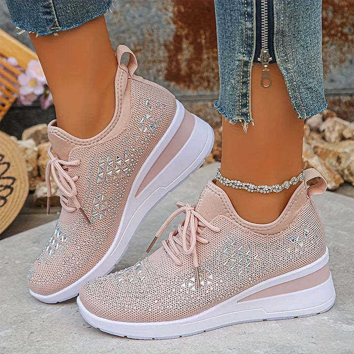 Lilia - Zapatillas de cuña con aplicaciones de strass