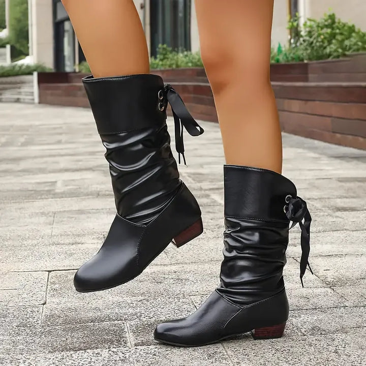 Hilda - Botas de media caña fruncidas con cordones