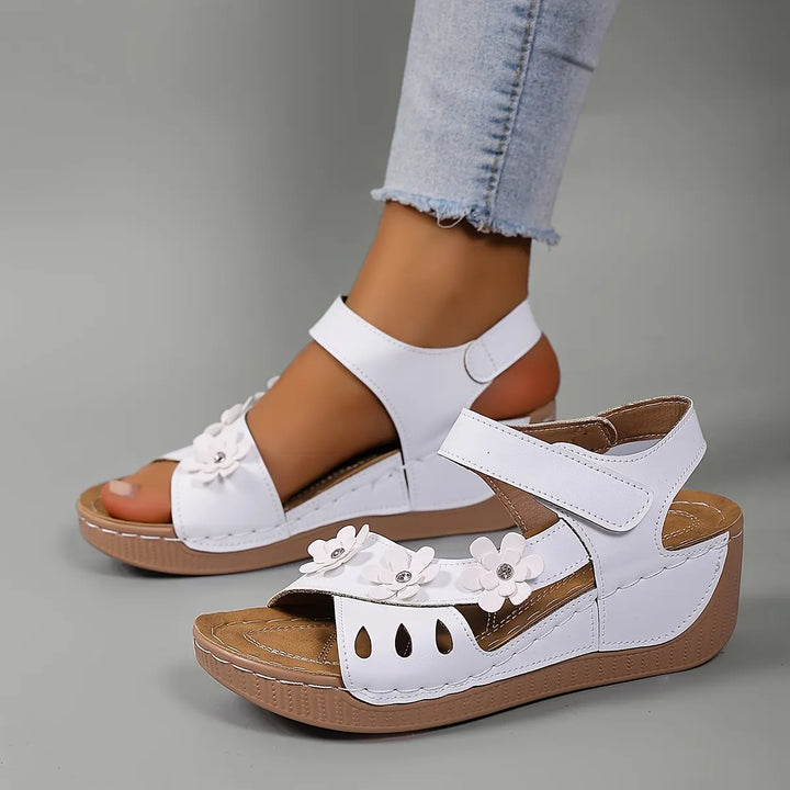 Fiorelia - Sandalias de cuña florales cómodas