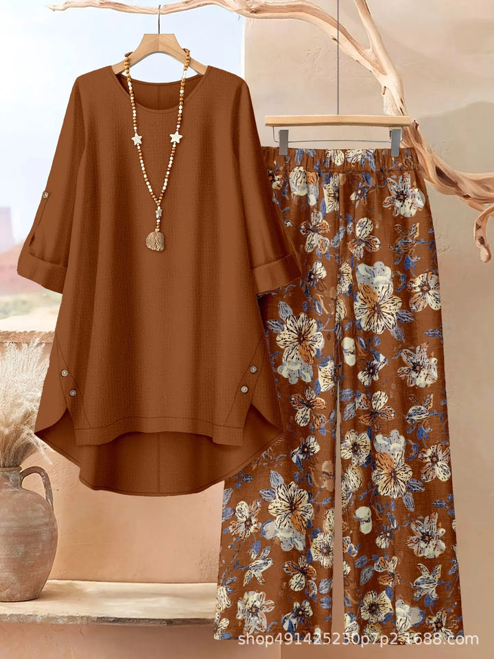 Rosette - Conjunto de túnica de capas ligera y pantalón de pernera ancha