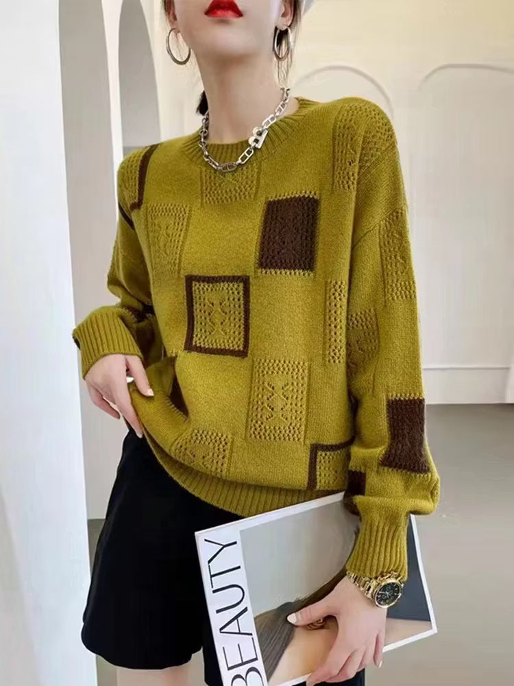 Adorelle - Jersey de punto artístico con patchwork