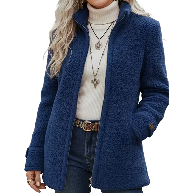 Lana - Chaqueta de largo medio con cremallera texturizada