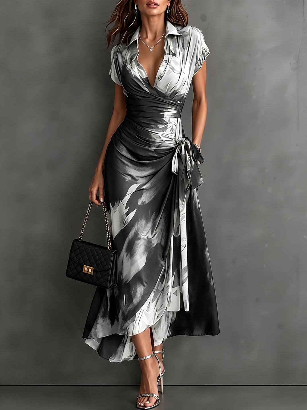Roselle - Vestido largo con cuello camisero y caída sedosa