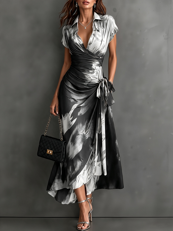 Roselle - Vestido largo con cuello camisero y caída sedosa