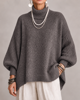 Sorcha - Jersey de cuello alto drapeado de corte relajado