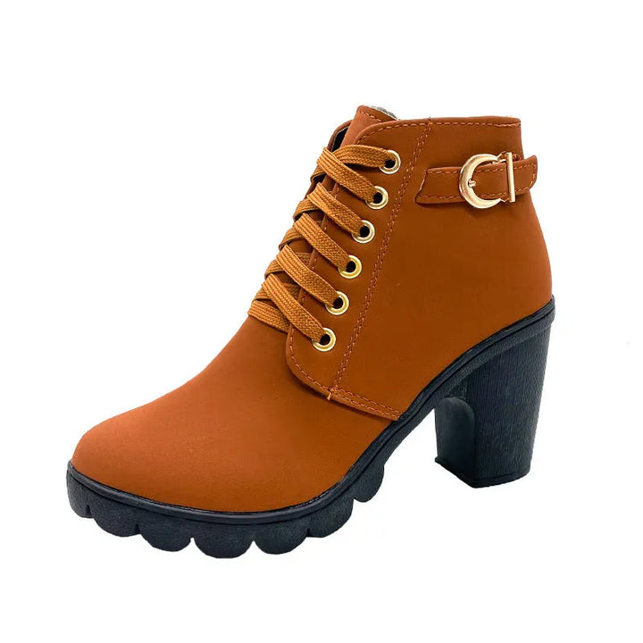 Mara - Botas de tacón ancho forradas en piel