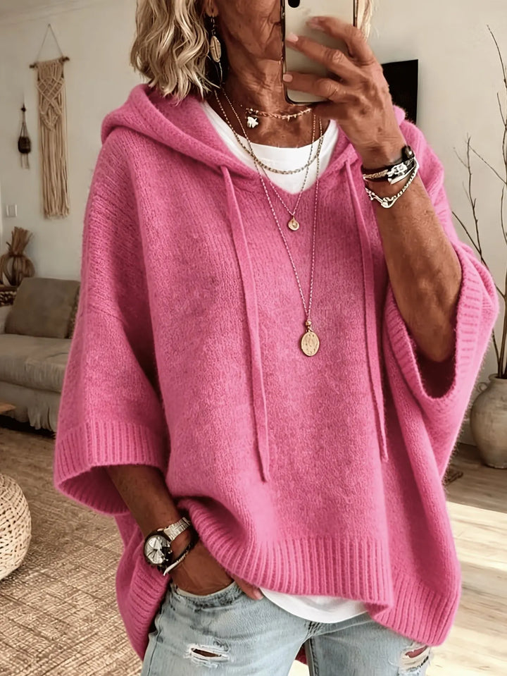 Celandria - Sudadera con capucha de manga corta, suave al tacto y de corte oversize