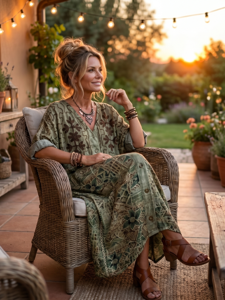 Roselisse - Vestido midi ligero con botonadura delantera