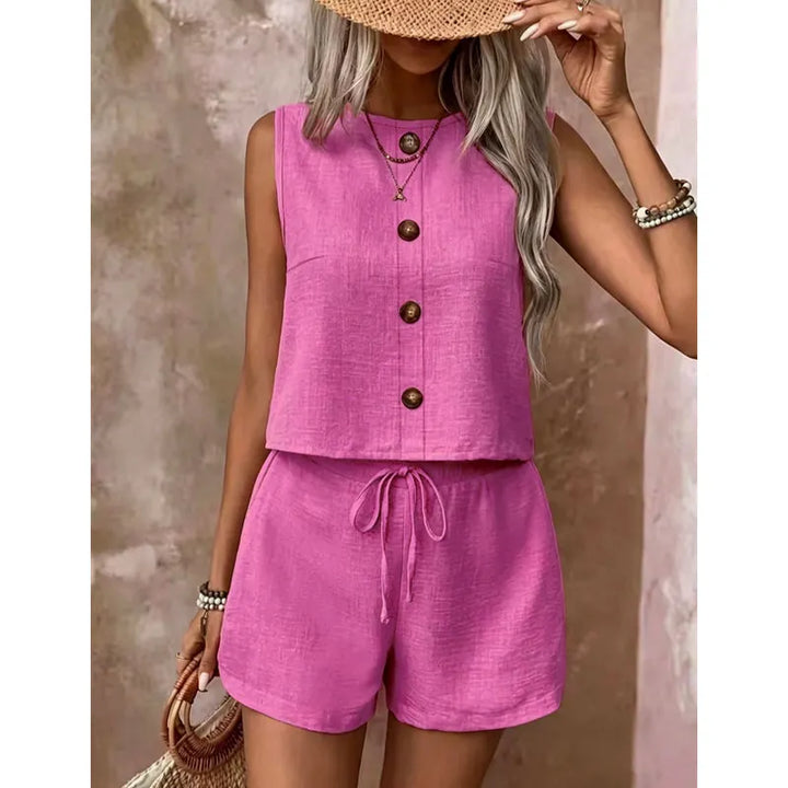 Abilene - Conjunto texturizado de top y shorts