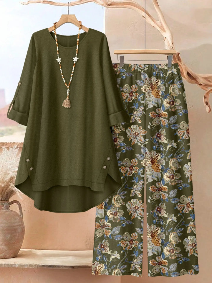 Rosette - Conjunto de túnica de capas ligera y pantalón de pernera ancha