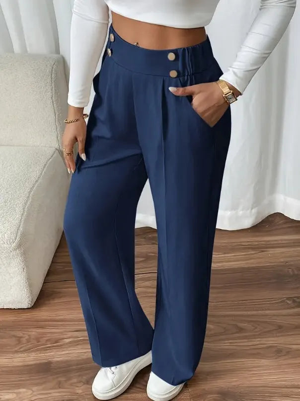 Ashlena - Pantalón de pernera ancha de tiro alto y tacto suave