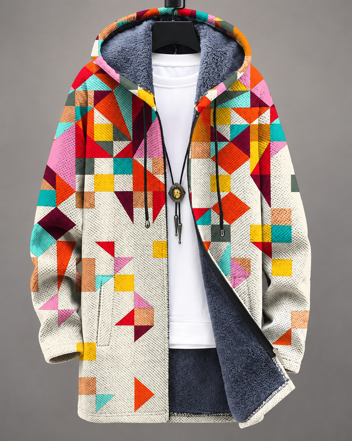 Betha - Chaqueta con capucha con forro de terciopelo geométrico