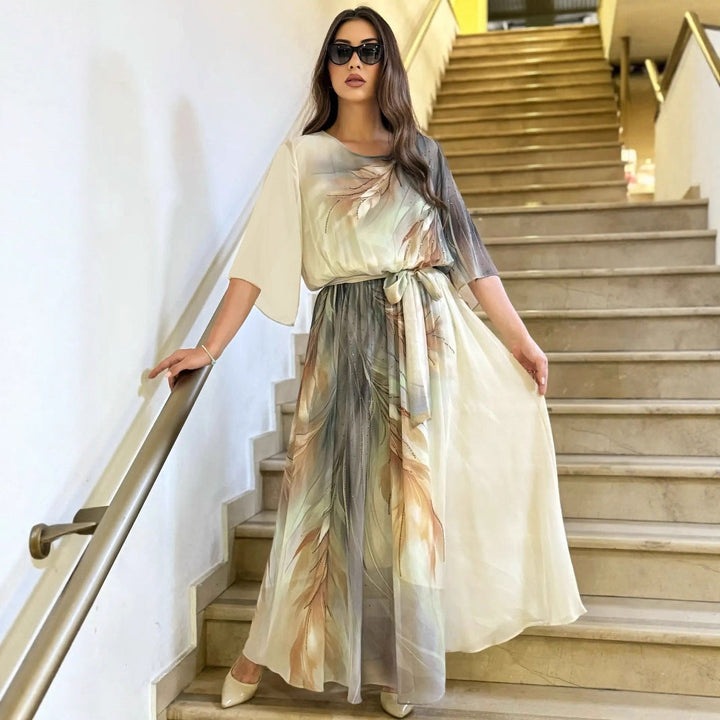 Halinor - Vestido largo elegante de gasa