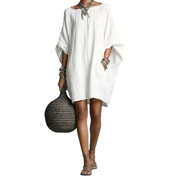 Sabina - Vestido midi con escote bardot de tacto suave