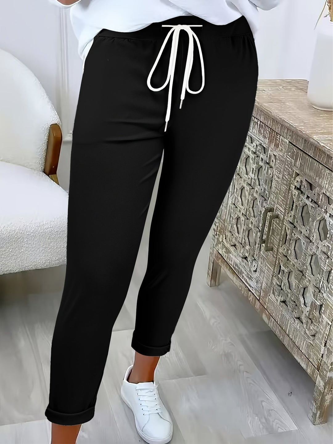 Tansy - Pantalón de tiro alto con cordón ajustable