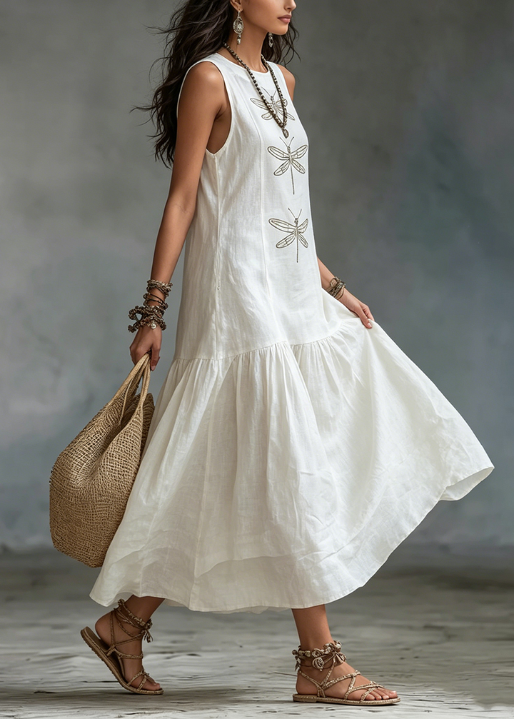Caelisse - Vestido largo de lino ligero