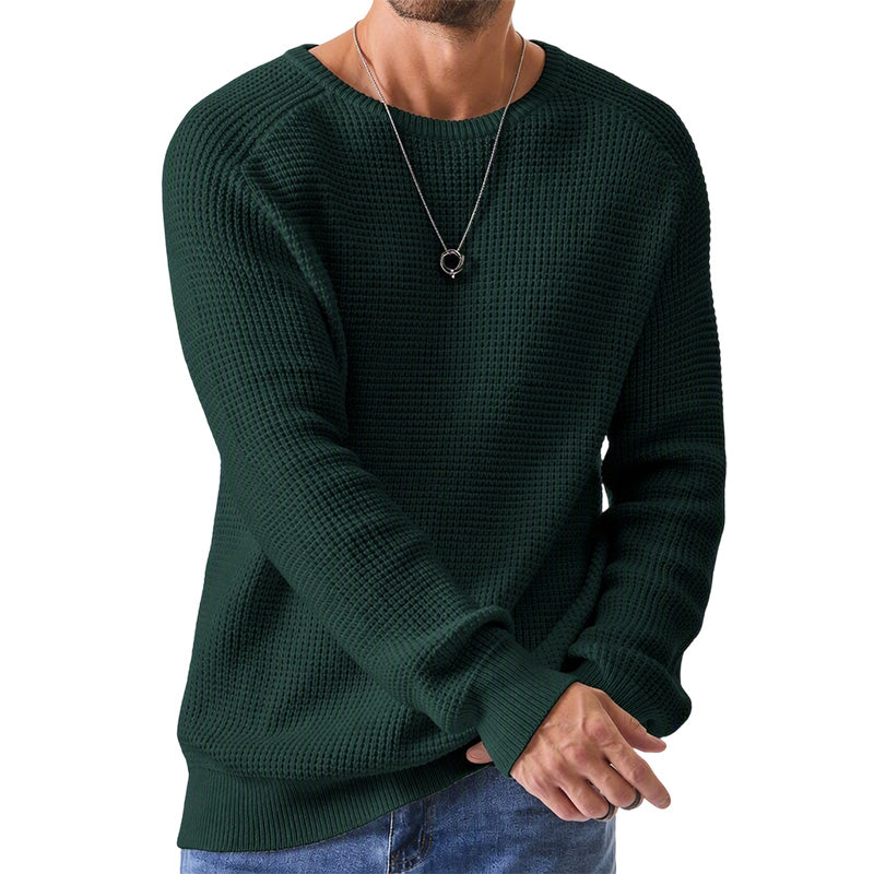 Isric - Jersey de punto texturizado con cuello redondo