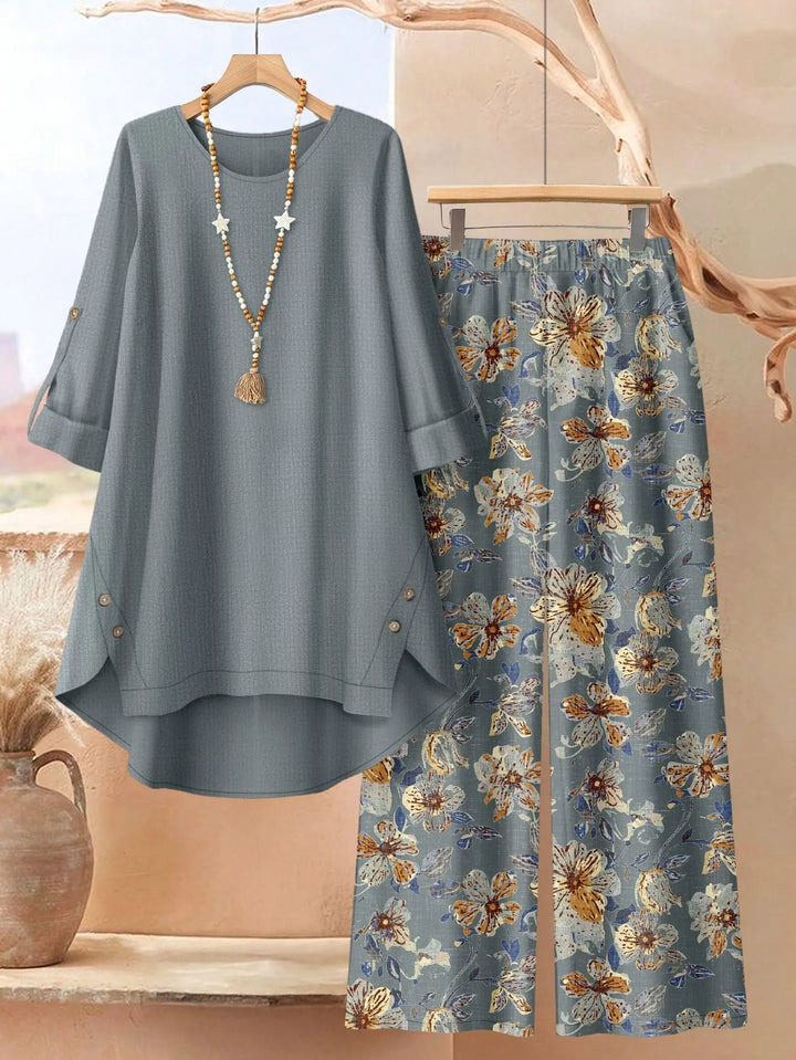 Rosette - Conjunto de túnica de capas ligera y pantalón de pernera ancha