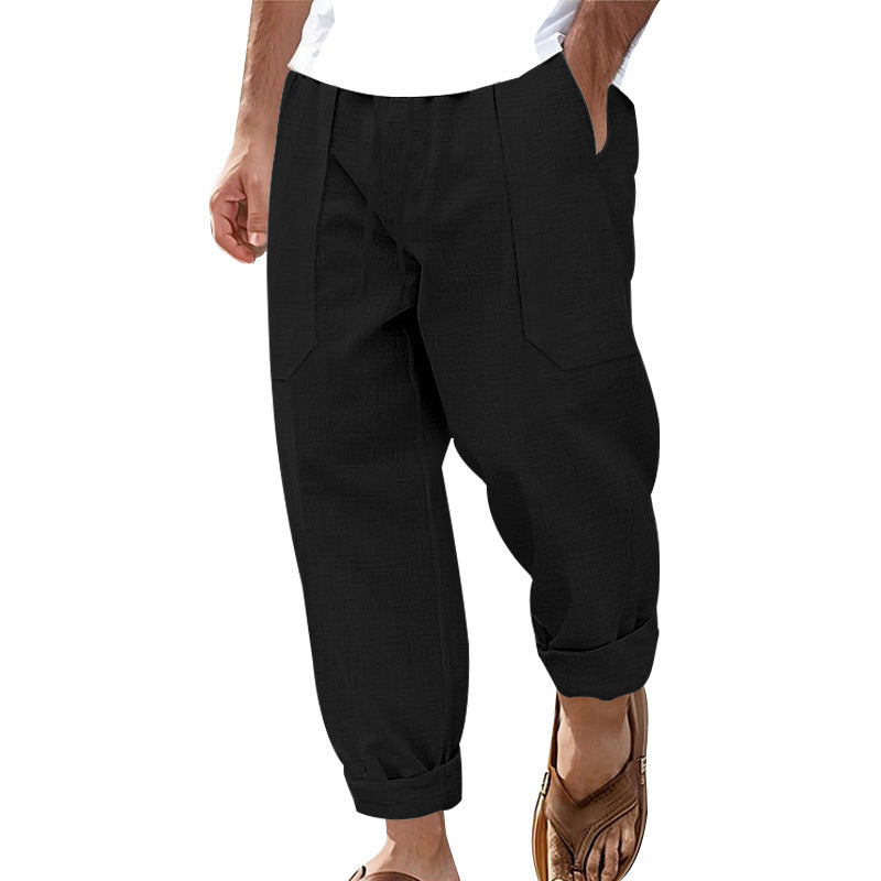 Halston - Pantalón de mezcla de lino de corte relajado