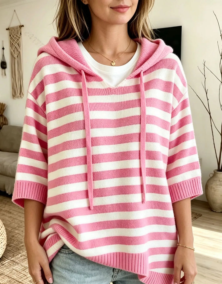 Leontine - Jersey de punto con capucha a rayas