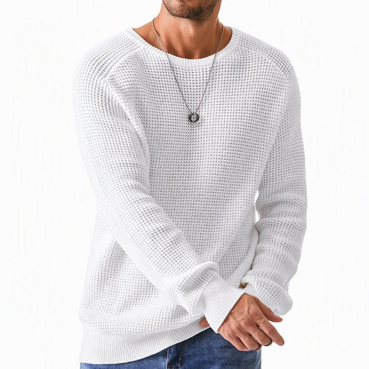 Isric - Jersey de punto texturizado con cuello redondo