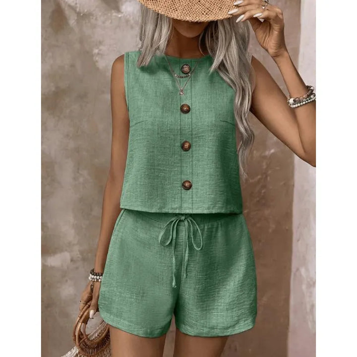 Abilene - Conjunto texturizado de top y shorts