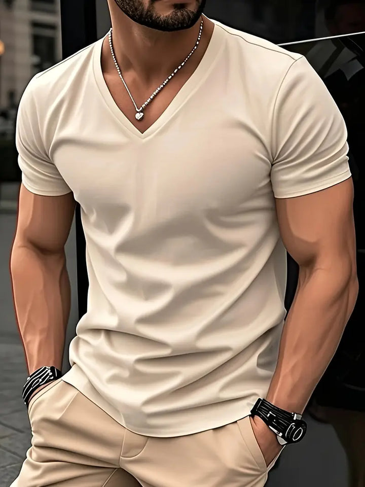 Trevor - Camiseta de cuello en V con tacto suave