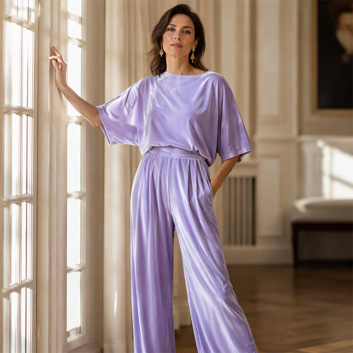 Ainhoa - Mono elegante de terciopelo de pierna ancha