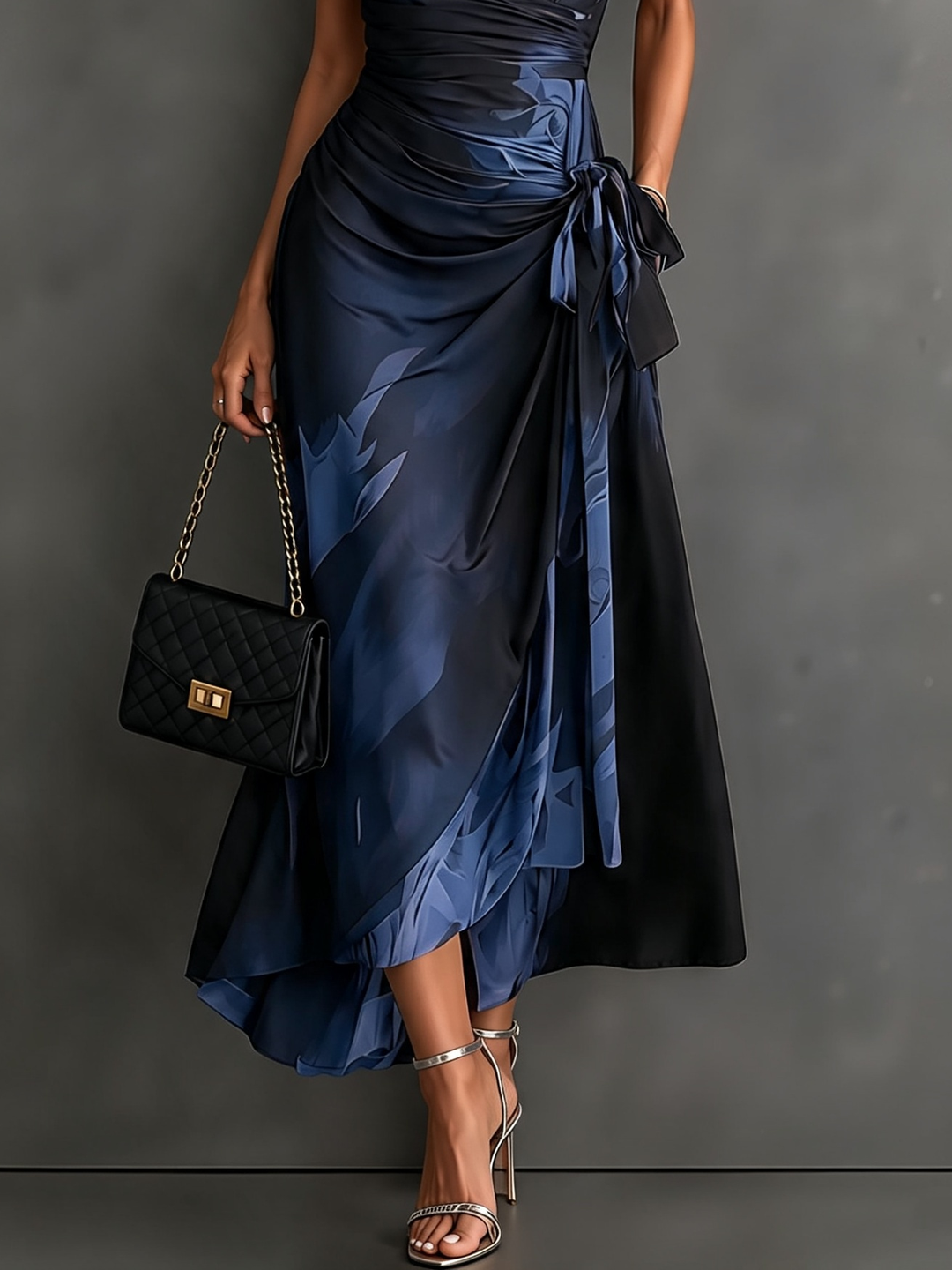 Roselle - Vestido largo con cuello camisero y caída sedosa