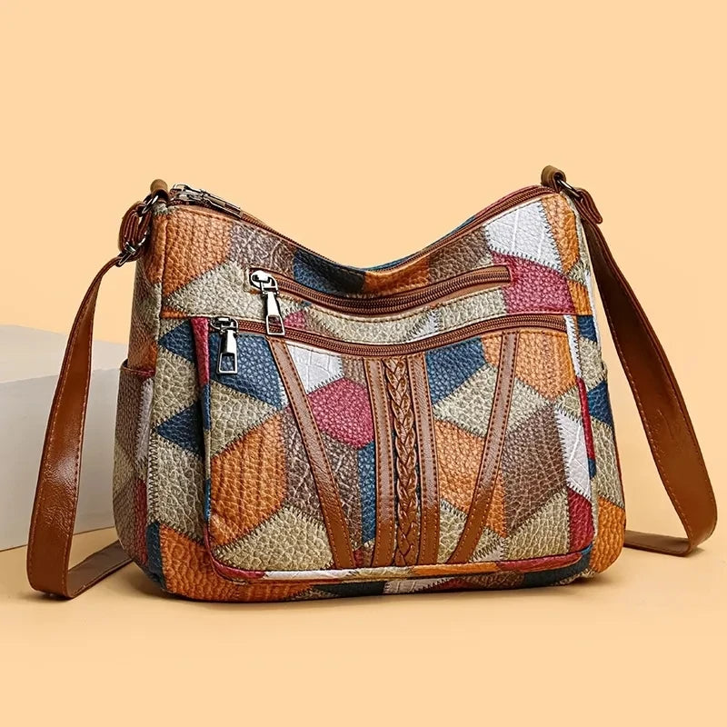 Lauranique - Bolso bandolera de patchwork con tacto suave
