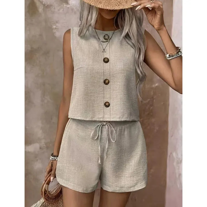 Abilene - Conjunto texturizado de top y shorts