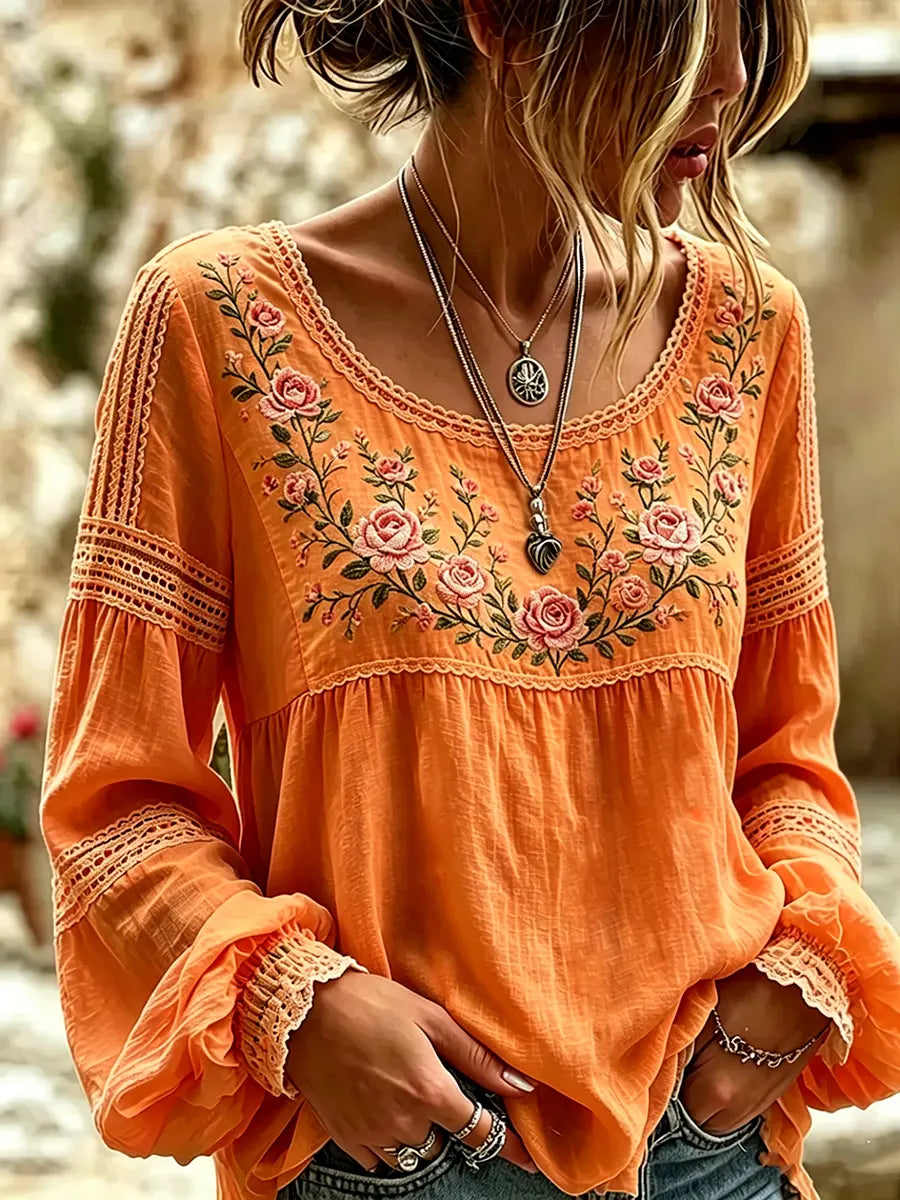 Tressalia - Blusa de lino bordada