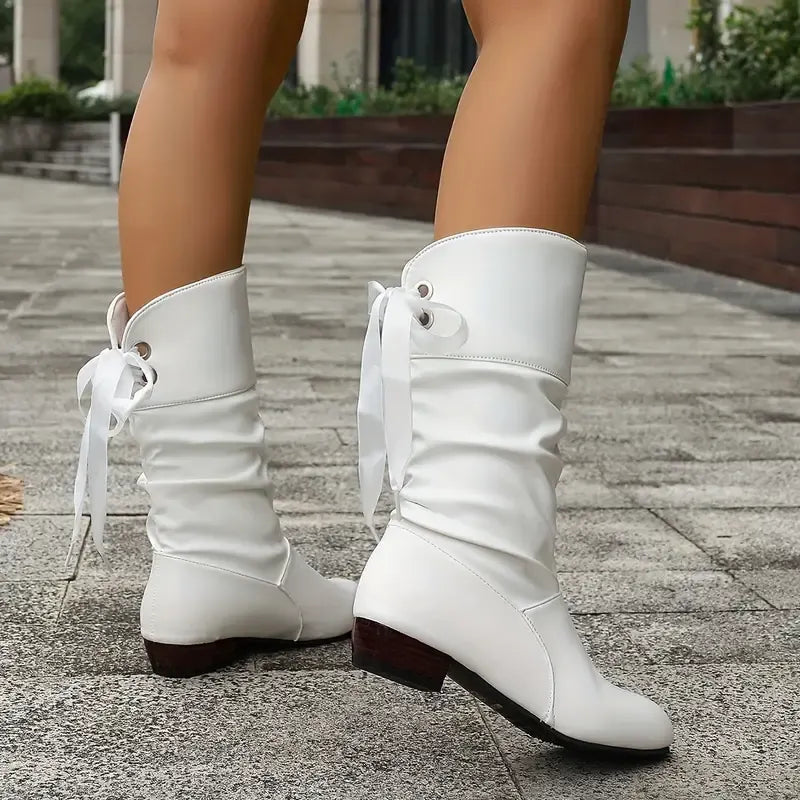 Hilda - Botas de media caña fruncidas con cordones