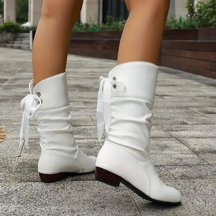 Hilda - Botas de media caña fruncidas con cordones