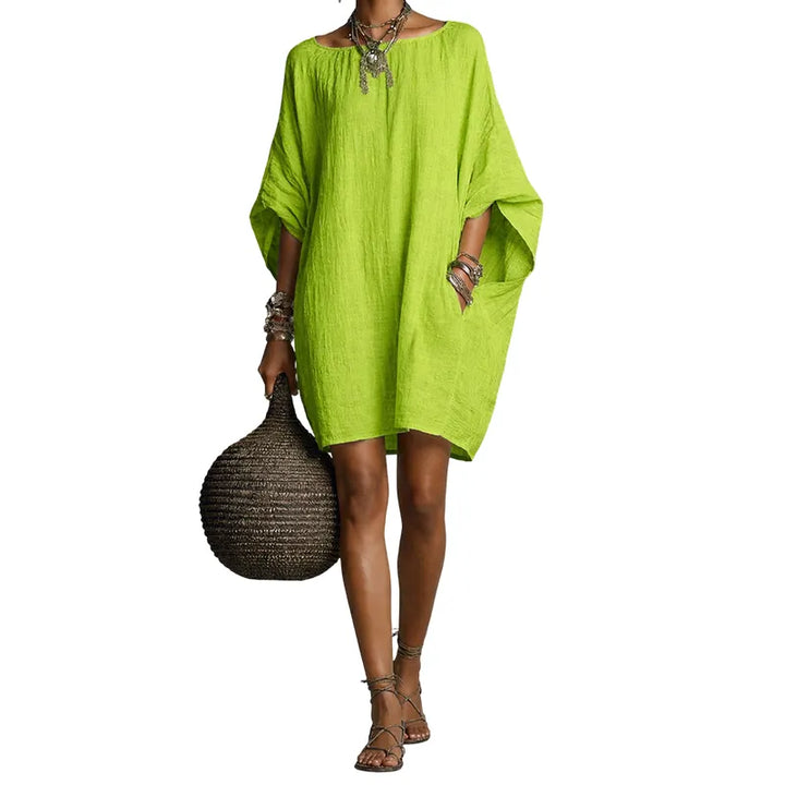 Sabina - Vestido midi con escote bardot de tacto suave