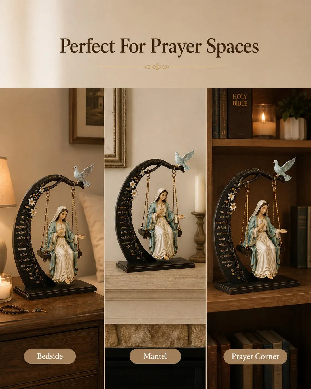 Calienne - Escultura de sobremesa de Nuestra Señora en columpio