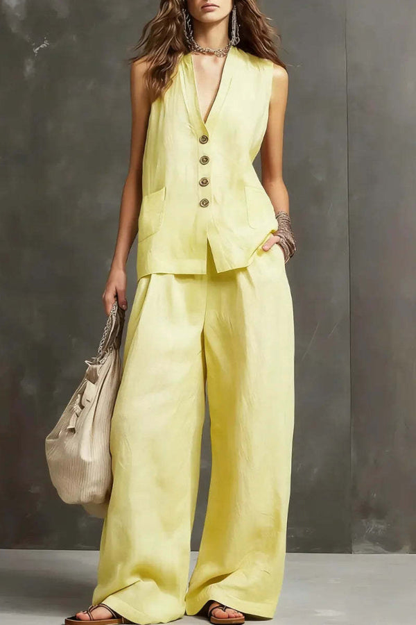 Heloise - Conjunto de chaleco transpirable y pantalón de pernera ancha