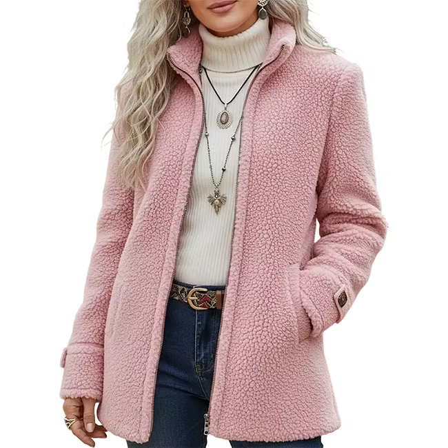 Lana - Chaqueta de largo medio con cremallera texturizada