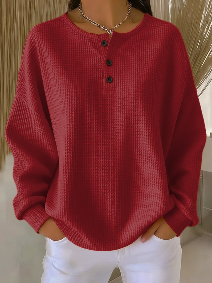 Carabelle - Sudadera Henley texturizada
