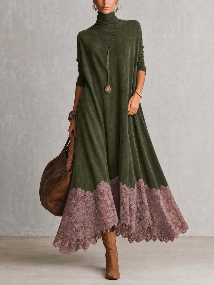 Maelis - Vestido largo con encaje de terciopelo