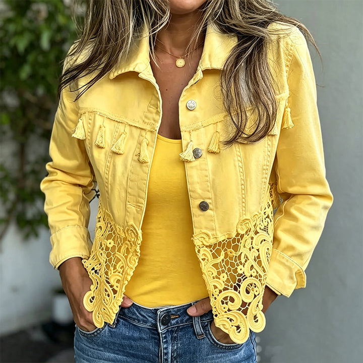 Anselia - Chaqueta con botones y bajo de encaje
