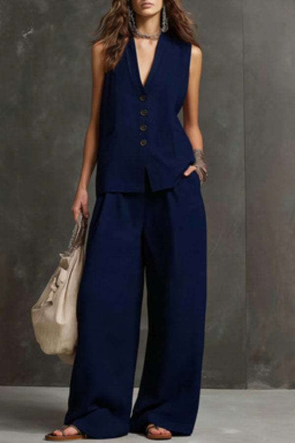Heloise - Conjunto de chaleco transpirable y pantalón de pernera ancha