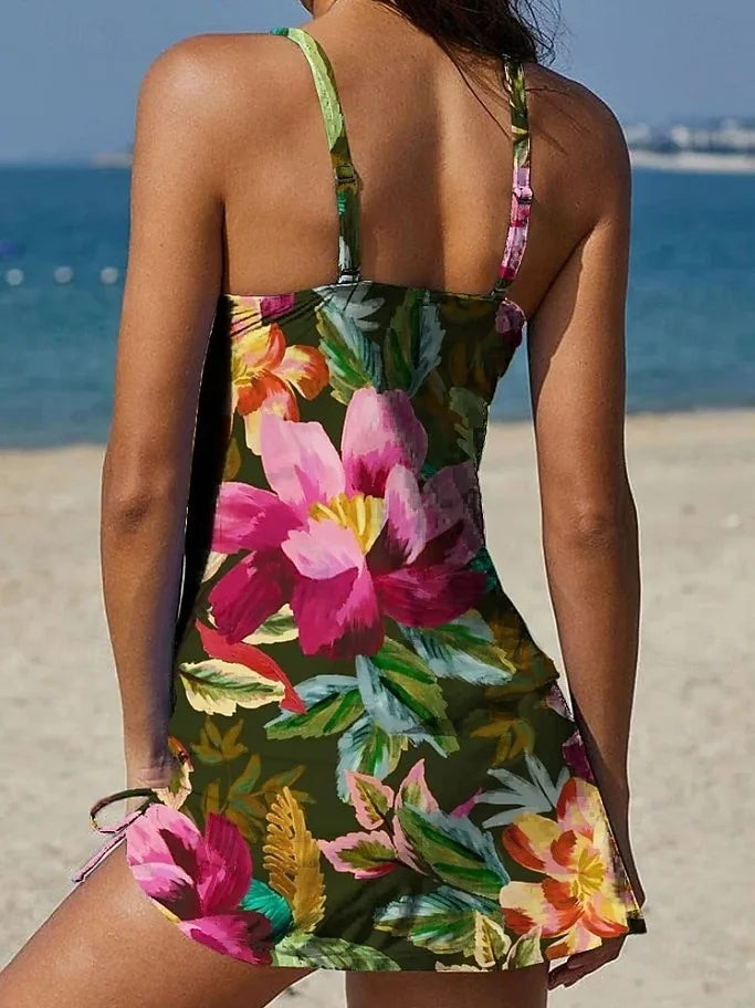 Ysoria - Conjunto de traje de baño estampado con escote halter
