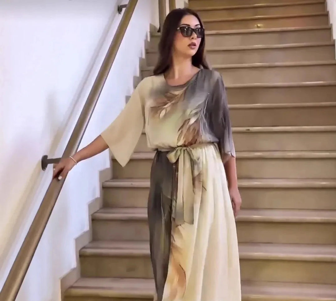 Halinor - Vestido largo elegante de gasa