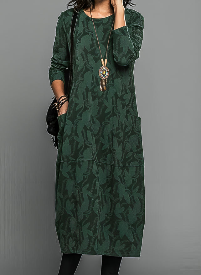 Ciska - Vestido midi con estampado de hojas